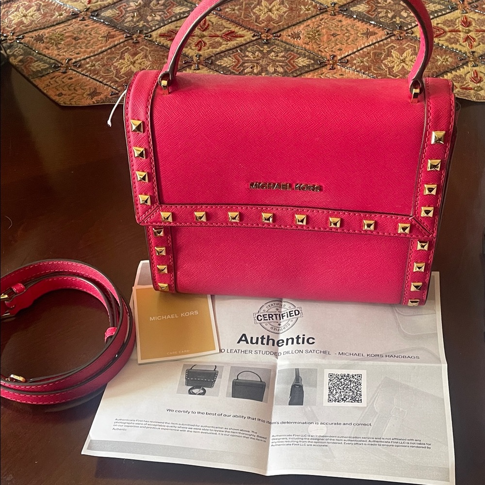 Michael Kors Fuchsia Studded Shoulder Bag